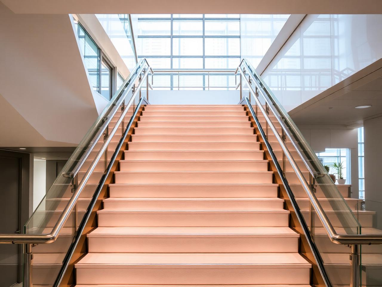 Clean staircase with railing
